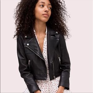 Kate spade real leather crop moto jacket